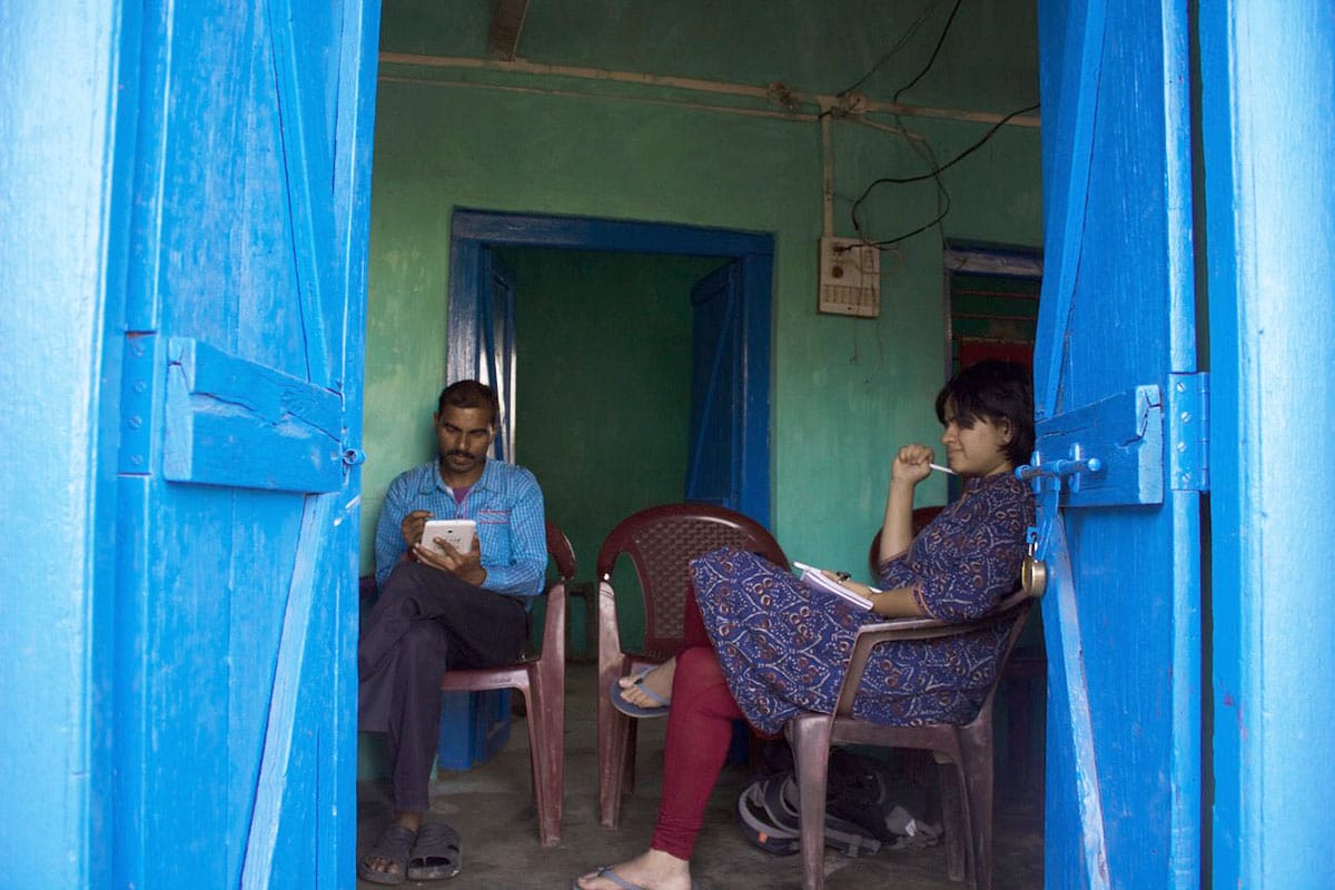 Richa collecting data in the field Richa collecting data in the field