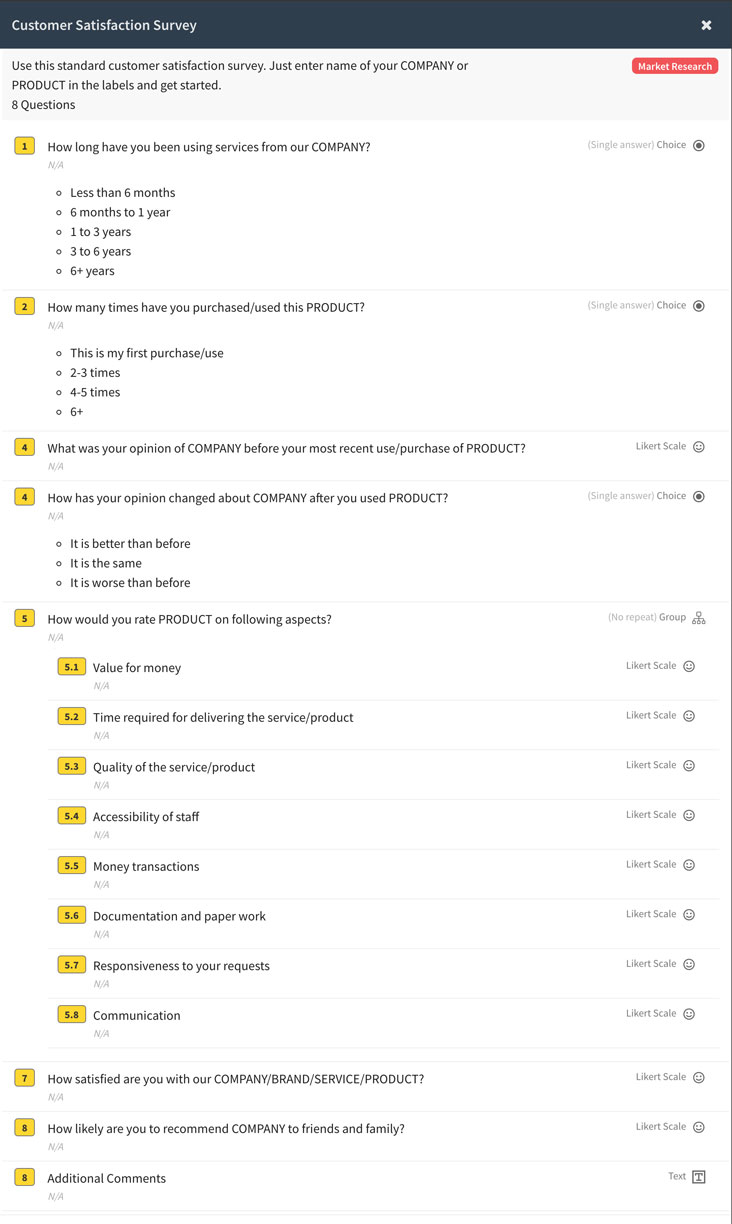 customer satisfaction form template