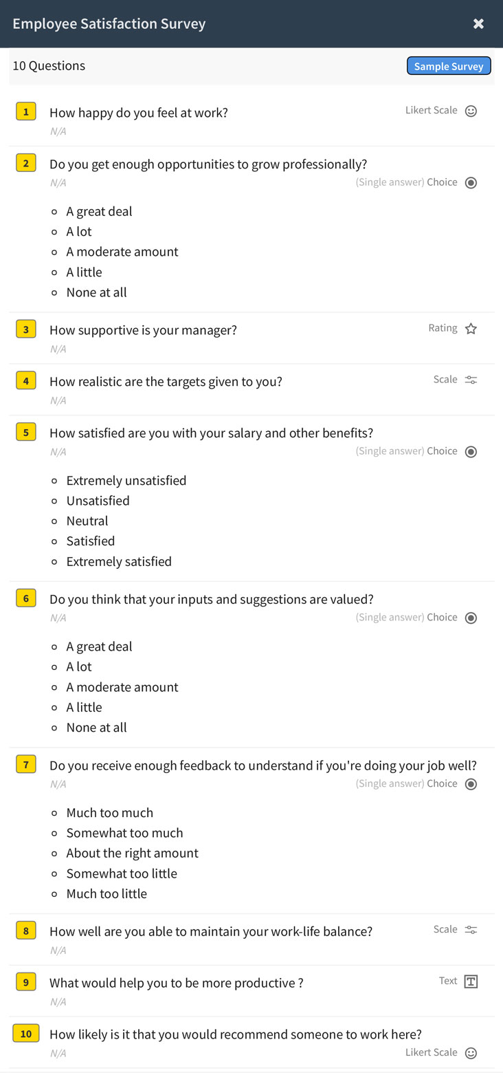 employee satisfaction form template